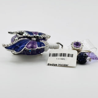 Purple Butterfly Retractable Badge Holder on a Belt Clip|76227