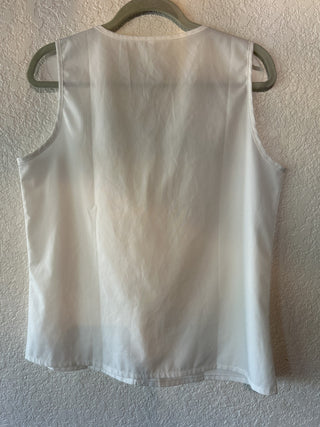 12F White Ruffled Tank Size L RSV|64695