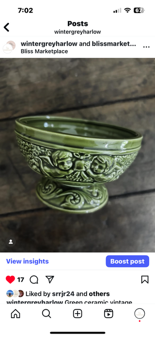 Vintage MidCenturyModern Green bowl|93731