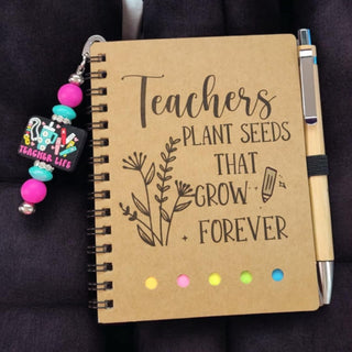 Notebook w/Matching Pen & Beaded Bookmark 4.09"x5.31" Teacher Life RSV|71129