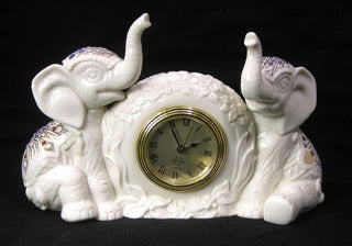 Vintage Lenox Jeweled Elephant Mantle clock china treasures #62 VV MTS|97189