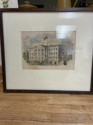 View of the New Custom-House, San Francisco — Antique Hand-Colored Engraving c.1855
