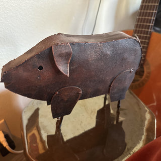 #62 VV Old Primitive Folk Art Pig Heavy Hand Forged Metal Rustic Art MTS|59579