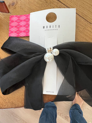 Black Bow with pearls (brand new ) MTS|70943