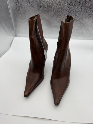 Vintage point Toe Bakers Boots Size 9  side Zip brown Leather #63 VV MTS