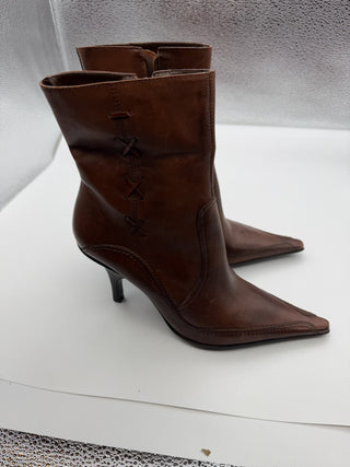 Vintage point Toe Bakers Boots Size 9  side Zip brown Leather #63 VV MTS