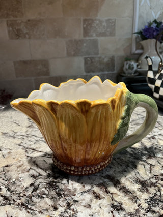 Maxcera  Terra Cotta Handpainted Sunflower Pitcher