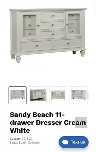 Coastal “Sandy Beach” Creamy White 11-Drawer Dresser RCD|113607