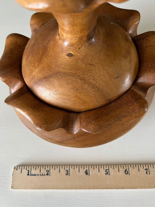 Vintage monkey pod lotus lidded bowl RSV