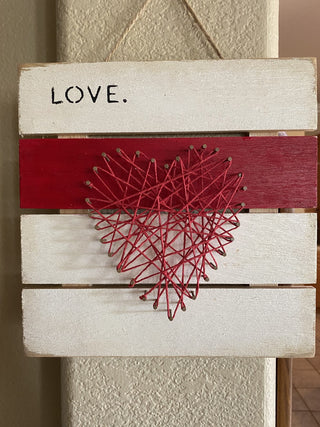 Handcrafted Heart/Love wall art -wood and nails RCD