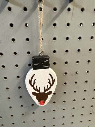 Ornament Wood Lightbulb shaped with Rudolph RCD|126432