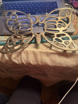 Vintage Leonard Butterfly Trivet Hot Pad Silver Plated #62 VV MTS