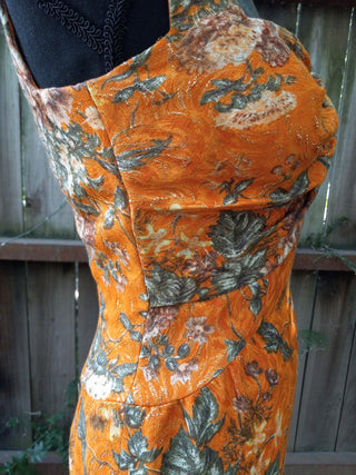 1960 print brocade cocktail dress, XS MTS|78131