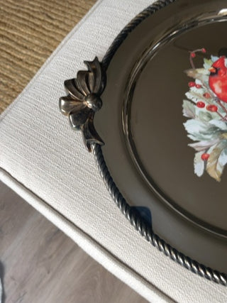 OneidaStainless steel serving tray with holiday birds