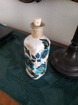 9 inch  decorated bottle with cork|98218