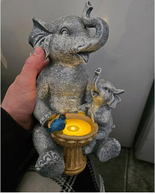 Solar Garden Statues Loving Elephant Garden Decor #47 VV MTS|99102