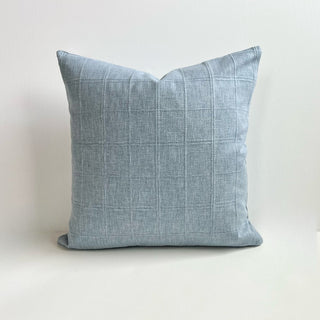 Chambray blue squares pillow cover only 14x20|70938