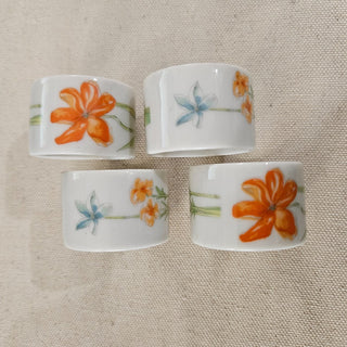 Vintage Tivoli  Napkin Rings Orange Floral - Set of 4 (BRI) - MTS|133485