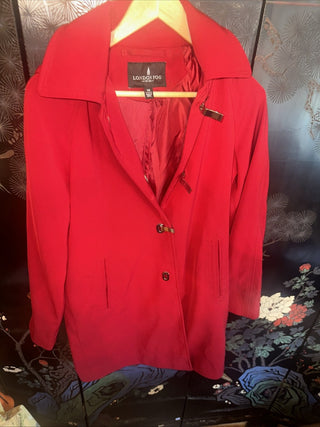 Red Vintage Ladies XS red London Fog Raincoat with detachable hood #63 VV MTS