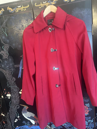 Red Vintage Ladies XS red London Fog Raincoat with detachable hood #63 VV MTS