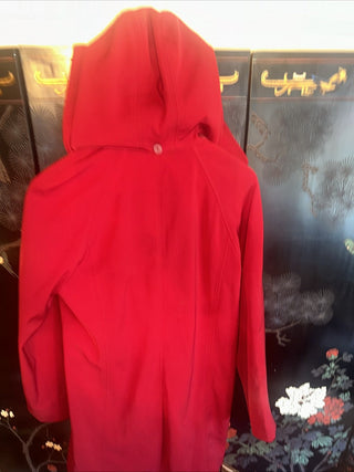 Red Vintage Ladies XS red London Fog Raincoat with detachable hood #63 VV MTS