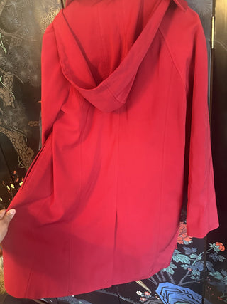 Red Vintage Ladies XS red London Fog Raincoat with detachable hood #63 VV MTS