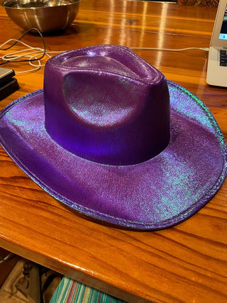 Purple/Green Iridescent Metallic Cowboy Hat~MTS|113737