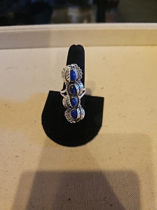 Sterling 4 stone lapis  ring size  8.5