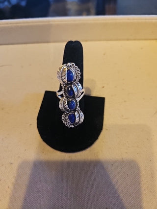 Sterling 4 stone lapis  ring size  8.5