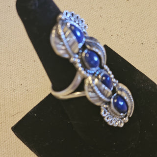 Sterling 4 stone lapis  ring size  8.5