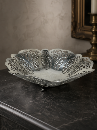 1940s International Silver Co Lovelace Pierced Footed Bowl EPNS 3516