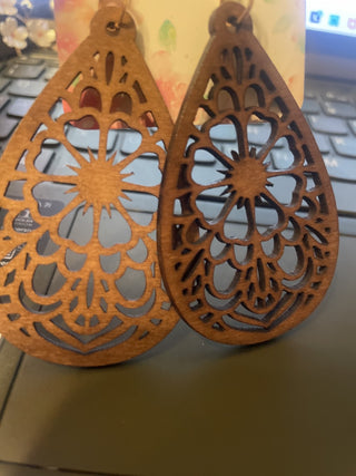 Wooden Dangling Earrings-RSV|90252