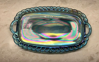 Vintage Indiana Harvest Grape Blue Purple Carnival Glass Cream Sugar Set|96230