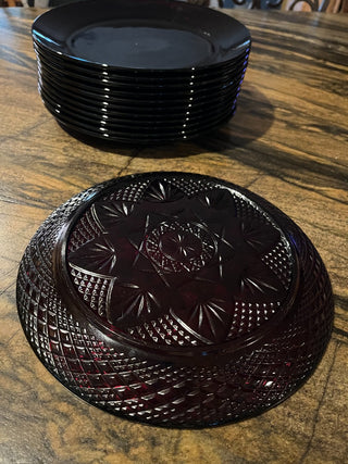 Antique Ruby Red Pattern 8" Salad Plate By Cristal D'Arques-Durand Luminarc France. RSV|125182