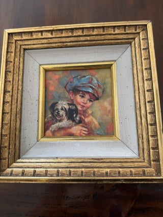 AJ - Boy with His Dog Framed Art
