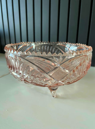 Vintage pink depression glass bowl RSV|116734