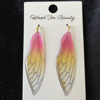 pink & yellow butterfly wing earrings RSV
