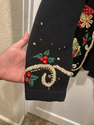 Theme Works Kikit Christmas Sweater Women S Beaded Sequin Embroider gift boxes #63 VV MTS|133077