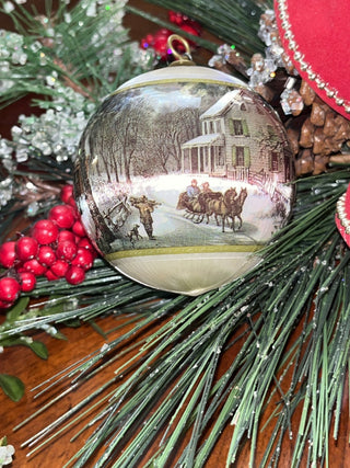 Currier and Ives Satin Ball Ornament RSV|128200