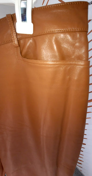 Italian RUFUS Brown Leather Pants Sz 10-12 MTS|125482