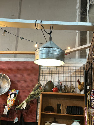 Rustic Round Galvanized Pendant Light