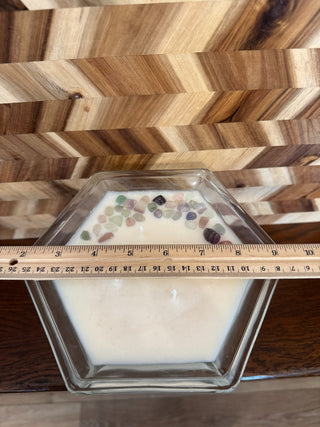 CANDLE TALL CANDY DISH W/STONES SCENT PEONY & MAGNOLA|107390