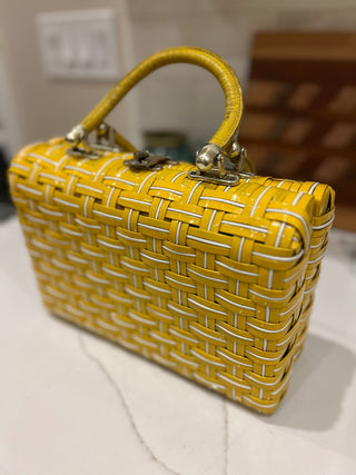 Unique Yellow Wicker Purse 60s MTS|100520