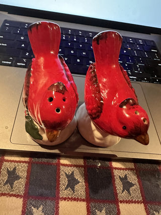 Set of red robins  salt and pepper shakers #47 VV MTS