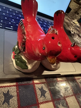 Set of red robins  salt and pepper shakers #47 VV MTS