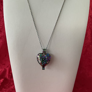 chain necklace, rainbow stainless steel heart RSV