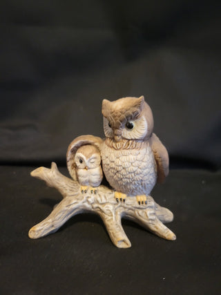 Vintage Enesco Owl Mother & Baby Figurine RCD