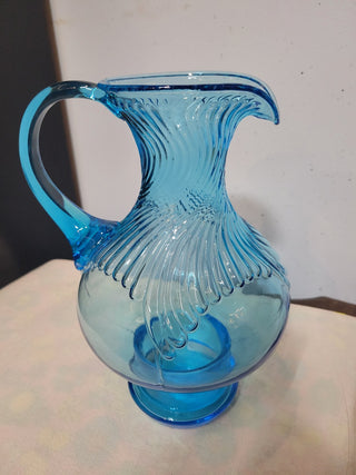 Vintage Tiara Indiana Glass Blue Pitcher|54066