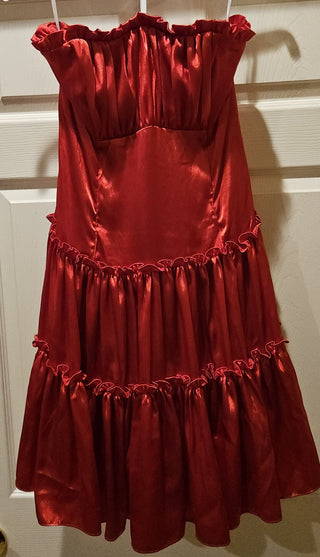 Red Strapless Dress, sz 13/14, RSV