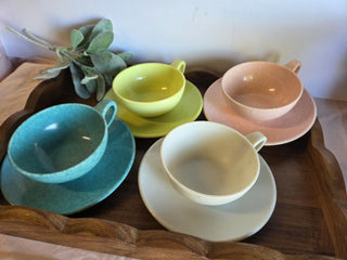 MCM Melamine 4pc Set Teacups & Saucers- RSV